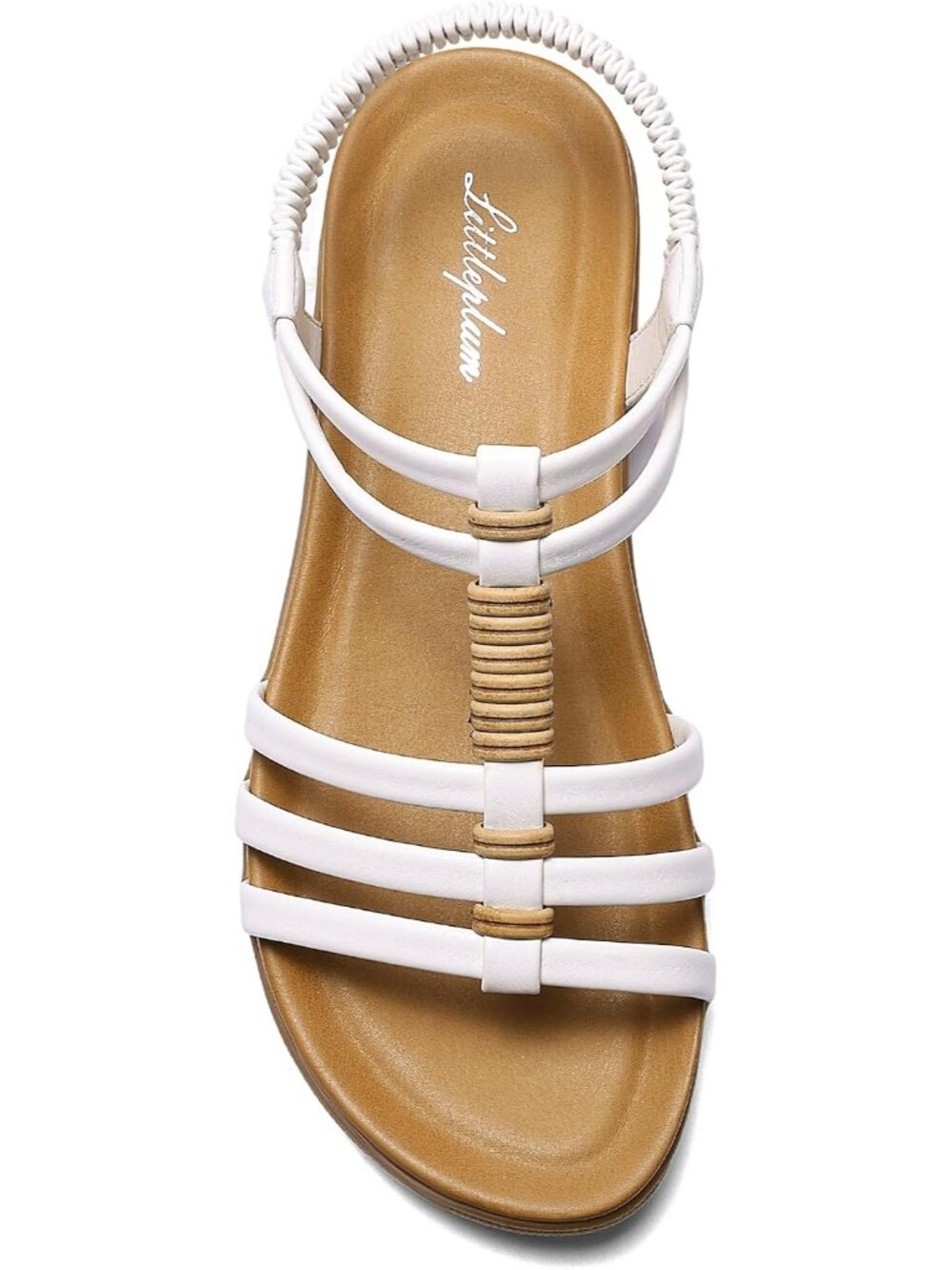 Women's Urban White Comfy Elastic Handmade Braided Gladiator Flat Sandal Shoes